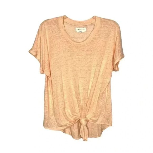 Lou & Grey LOFT Linen Peach Pink Casual Tee Shirt - Picture 1 of 4